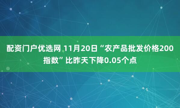 配资门户优选网 11月20日“农产品批发价格200指数”比昨天下降0.05个点