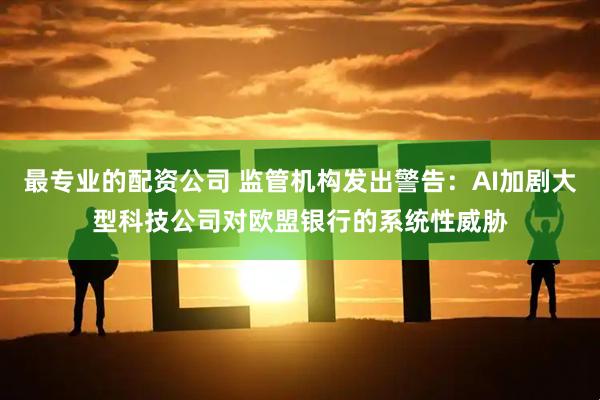 最专业的配资公司 监管机构发出警告：AI加剧大型科技公司对欧盟银行的系统性威胁